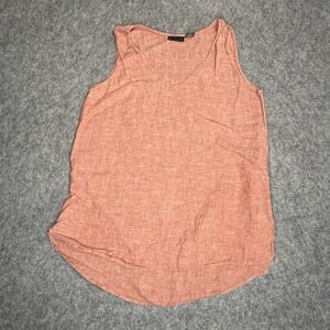 JONES & CO Women's 100% Linen Tank Top Tunic Length Size Medium V Neck